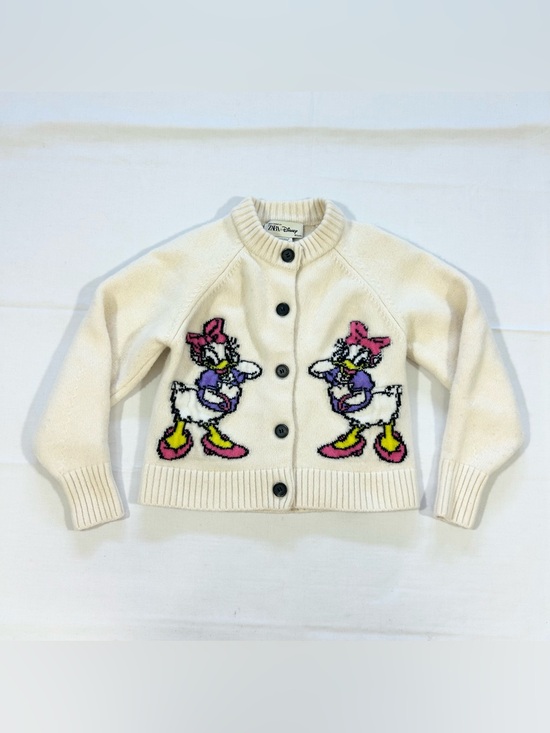Zara Sweaters - Zara x Harry Lambert Women’s Small Disney Daisy Duck Wool Cardigan Intarsia Ecru
